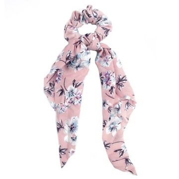 GUMKA do włosów APASZKA scrunchies kwiaty RÓŻOWA