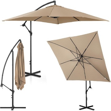 Parasol Ogrodowy Na Wysięgniku Kwadratowy 250 x 250 cm Szarobrązowy