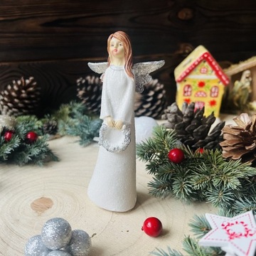 Figurka Aniołka Biały Anioł Stróż Komunia Chrzest Upominek Dekoracja