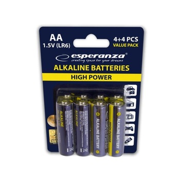 ZESTAW 8X BATERIE BATERIA ALKALICZNE AA PALUSZKI LR06 R6 1.5V MOCNA POJEMNA