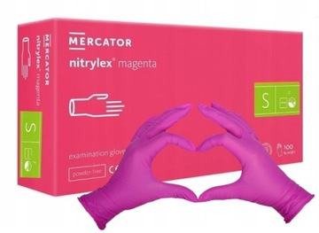 Rękawiczki rękawice nitrylowe różowe Magenta S 100 sztuk