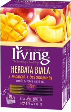 Herbata BIAŁA z Mango i Brzoskwinią 20 kopert IRVING