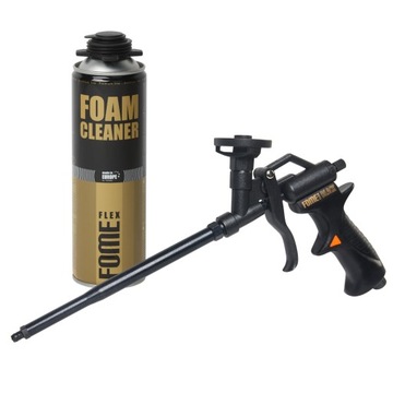 Pistolet do pianki metal + pełny teflon Black + czyścik 500ml Fome Flex