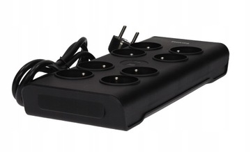 УДЛИНИТЕЛЬ PHILIPS 8 РАЗЪЕМОВ АНТИПЕРЕНАПРЯЖЕНИЕ ПИТАНИЕ ЧЕРНЫЙ 2М