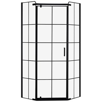 KABINA PRYSZNICOWA PIĘCIOKĄTNA 5K BLACK 80x80CM LOFT KRATKA SZYBA SZKŁO ESG