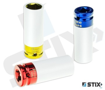 ДЛИННЫЕ УДАРНЫЕ НАСАДКИ ДЛЯ ЛЕГКОСПЛАВНЫХ ДИСКОВ С КРЫШКОЙ 17 19 21 ММ CR-MO STIX 3 ШТ.