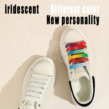 1Pair MCQ Black White Shoelaces Rainbow Shoelace Mc queen Sneaker Casual