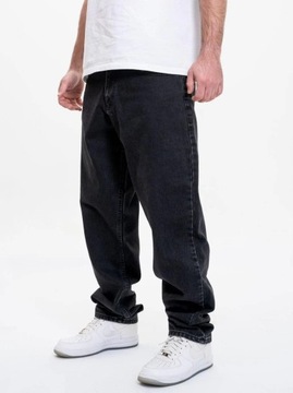 SZEROKIE Spodnie Jeansowe MĘSKIE BAGGY Sprane Czarne Jigga Wear Icon 3XL