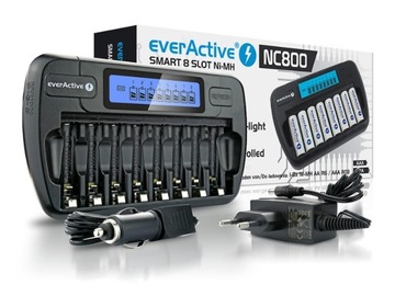 ŁADOWARKA DO 8 AKUMULATORÓW Ni-MH EVERACTIVE NC-800 AA AAA LCD ZASILACZ