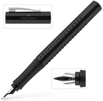 FABER-CASTELL Pióro wieczne szkolne na naboje Grip CZARNE stalówka F