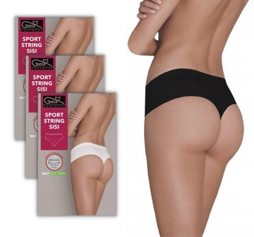 Stringi damskie Gatta SPORT STRING SISI bezszwowe 3-pak M czarne