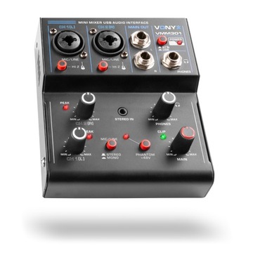 Mikser audio VMM301 3-kanałowy USB BT Vonyx