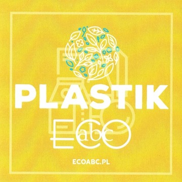 Naklejka na Kosz do Segregacji Śmieci 9x9cm Plastik żółta mała pojemnik