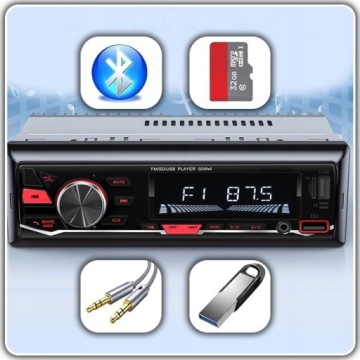 Radio do auta 1DIN Bluetooth USB SD AUX MP3 mikrofon pilot zestaw audio | thumb 2