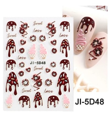 NAKLEJKI NA PAZNOKCIE SAMOPRZYLEPNE CIASTECZKA 5D