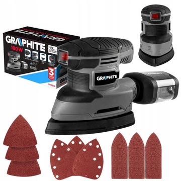 GRAPHITE SZLIFIERKA OSCYLACYJNA DELTA 180W 3 STOPY + PAPIER ŚCIERNY 59G336