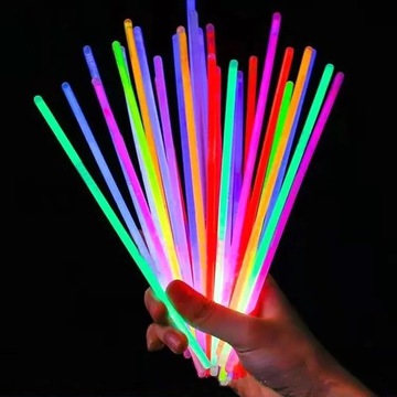 Bransoletki Świecące Fluorescencyjne Opaski Światło Chemiczne 100 Pałeczki