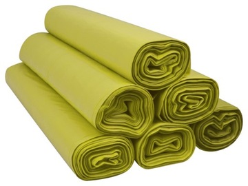 WORKI NA ŚMIECI 120L 25szt LDPE ŻÓŁTE, MOCNE GRUBE