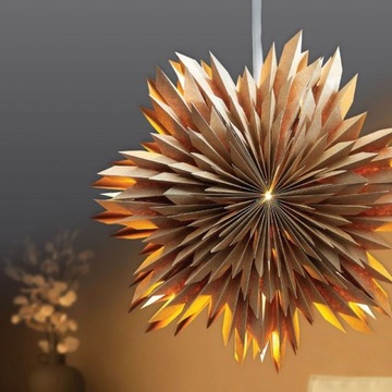 Ozdoba papierowa z ledem SHALLOW naturalna gwiazda świąteczna 50 cm