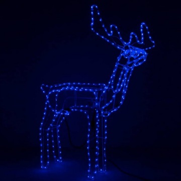 DUŻY RENIFER 3D LED NIEBIESKI! 125CM XXL
