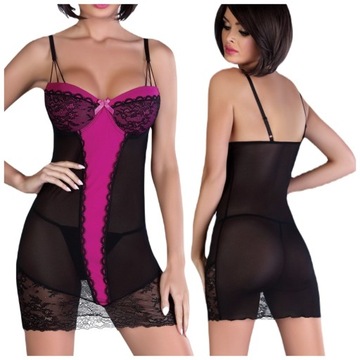 Koszulka nocna push-up z koronką stringi sexi L/XL