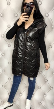 СТЕГАНЫЙ ЖИЛЕТ БОЛЬШИХ РАЗМЕРОВ НА МОЛНИИ КАПЮШОНА 54