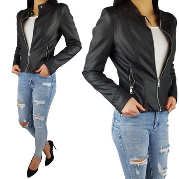 КОЖАНАЯ КУРТКА ЖЕНСКАЯ ЧЕРНАЯ КОЖАНАЯ