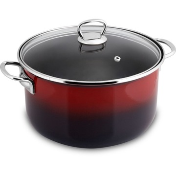 Garnek Emalia z pokrywą Zestaw Czarny 22 cm 4,3 L