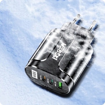 БЛОК ПИТАНИЯ ЗАРЯДНОГО УСТРОЙСТВА 2xPORTS -C- 20W 1xPORT -A- QC С КАБЕЛЕМ ДЛИНОЙ 1М ДЛЯ IPHONE