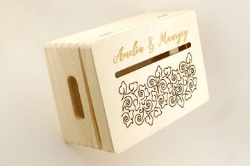 Конверт-шкатулка - маленький, деревянный, гравировка, свадебный