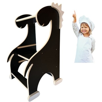 KITCHEN HELPER dinozaur pomocnik kuchenny MDF 3 poziomy CZARNY DINO PREZENT