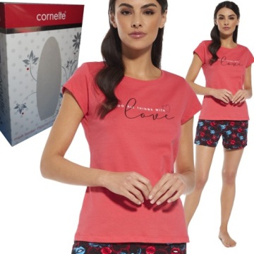CORNETTE piżama damska walentynki 628/275 WITH LOVE koral