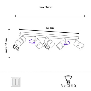 ТОЧЕЧНАЯ ТРУБА ПЛАНКА ПОТОЛОЧНЫЙ ФАР ФАР 5 GU10