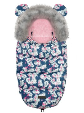 Спальник Elmi Ricokids для коляски и санок - синий с фламинго