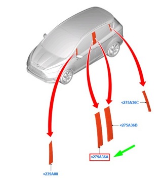FORD B-MAX B232 FRONTA RIGHT DOOR B-PILLAR TRIM APPLIQUE 1881052 ORIGINÁLNÍ