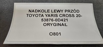 PODBĚH LEVÝ PŘEDNÍ TOYOTA YARIS CROSS 20-