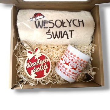 PREZENT święta boże narodzenie ręcznik zestaw kubek wesołych świąt PR 60