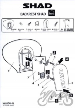 СПИНКА ПАССАЖИРСКОГО КРЕСЛА SHAD ДЛЯ HONDA PCX 125, ЧЕРНАЯ