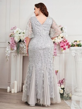 SUKIENKA CEKINOWA SYRENA W ROŚLINNY WZÓR MAXI SZARA SHEIN 2XL