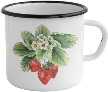 KUBEK GARNUSZEK EMALIOWANY truskawka VINTAGE boho