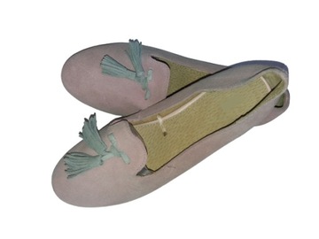 Buty skórzane damskie kopciuszki różowe 38