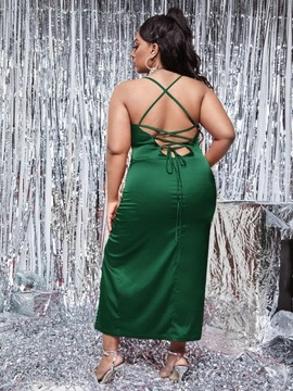 Sukienka midi satynowa drapowana 2XL