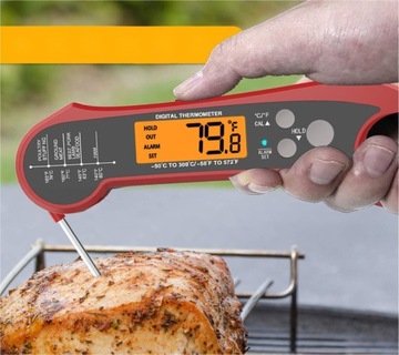 Кухонный термометр Складной от -50°C до 300°C 2x зонда Steel-304 LCD IPX7 Сигнализация