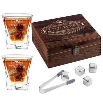 Zestaw Szklanki do Whisky z Grawerem Kamienie Prezent dla Taty Dzień Ojca