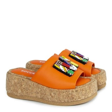 BOCCATO 0137-163.21 ОРАНЖЕВЫЕ КОЖАНЫЕ ТАПОЧКИ С ДЕКОРОМ 37