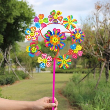 РАЗНОЦВЕТНАЯ ДЕТСКАЯ САДОВАЯ МЕЛЬНИЦА НА ПАЛОЧКЕ