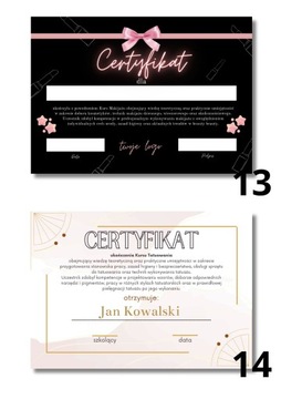 Certyfikat Dyplom ukończenia kursu szkolenia dla Firm Personalizowane a4