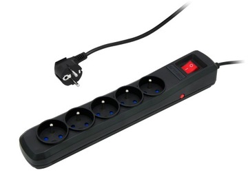 УДЛИНИТЕЛЬ ПИТАНИЯ 5 РАЗЪЕМОВ ПРЕДОХРАНИТЕЛЬ 5M ЗАЩИТА ОТ КОРОТКОГО ЗАМЫКАНИЯ