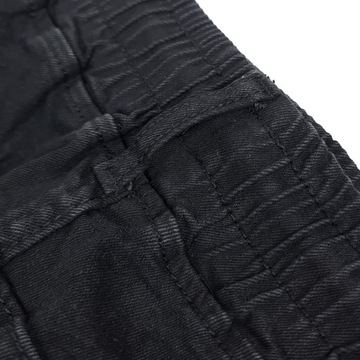 SPODENKI męskie CZARNE JEANSOWE BOJÓWKI krótkie spodnie PAS z GUMKĄ 258 XL