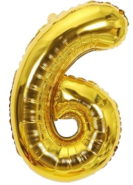 1x BALON FOLIOWY CYFRA LICZBA ZŁOTA 6 NA URODZINY OSIEMNASTKA ROCZNICA 60cm